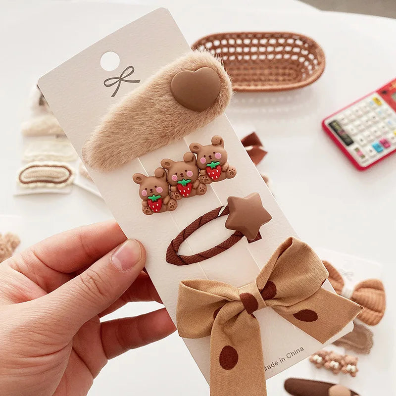 4PCS Baby Girl Hair Clips Autumn Winter Kids