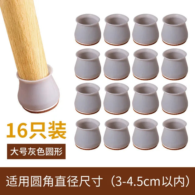 8/16pcs Silicone Table Chair Leg Caps With Felt