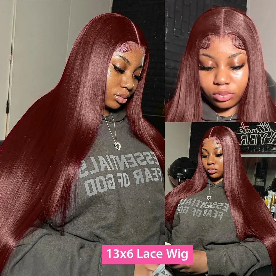 Reddish Brown Lace Front Human Hair Wigs Pre