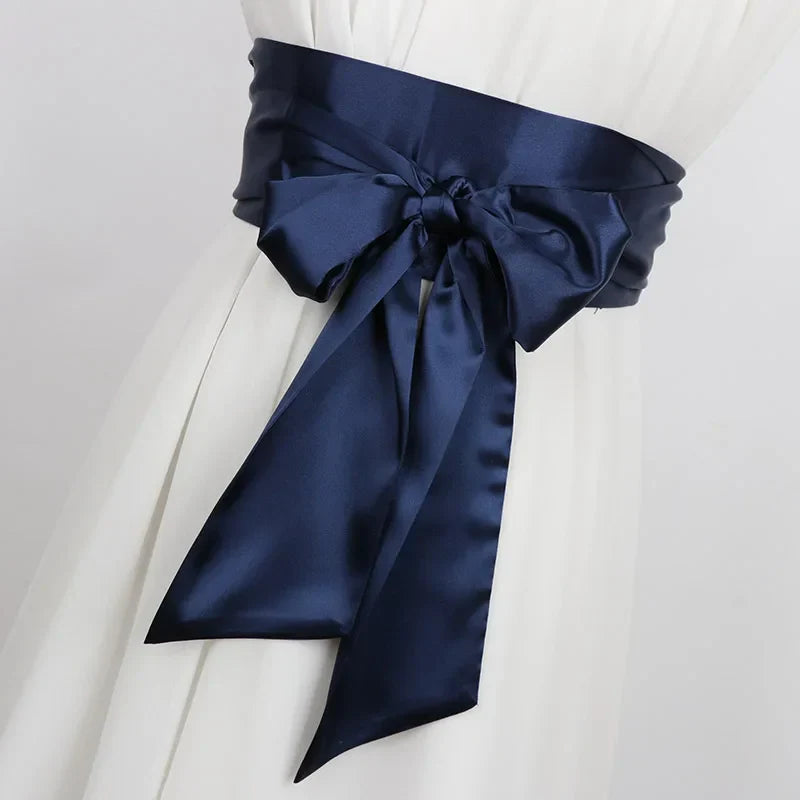 Satin Silk Wide Belt Women 250cm Long Japanese