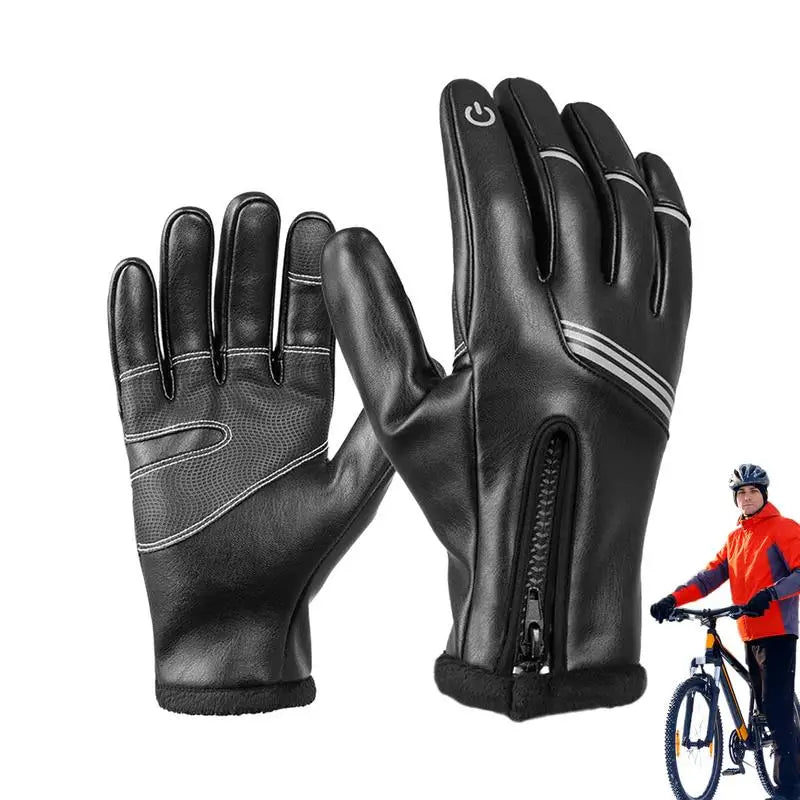 Universal Full Finger Touch Screen Waterproof Bike Gloves Thermal Warm Motor Winter Bike Riding Gloves for Winter Soft Cozy Dirt