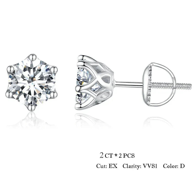 BAMOER Moissanite Stud Earrings, D Color Brilliant Round