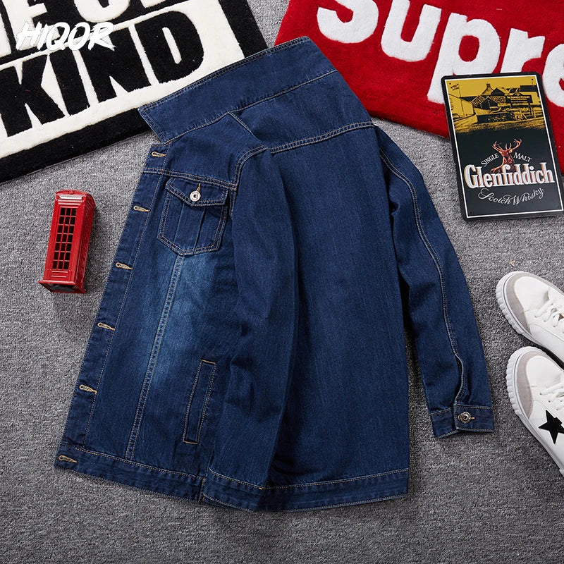 HIQOR Oversize Denim Jacket Male 8xl Men's Fashion