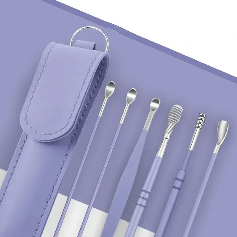 6PCS Stainless Steel Earpick Ear Cleaner Spoon Wax