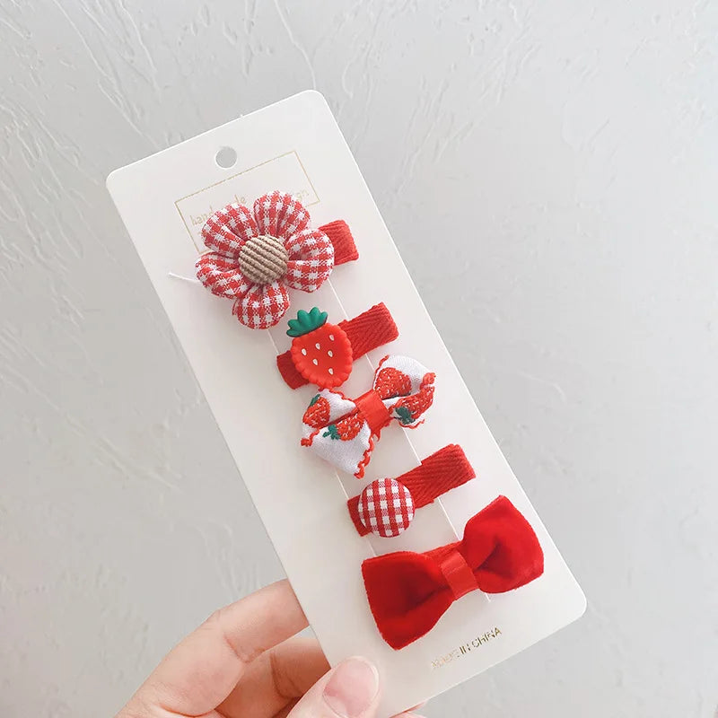 5pcs Set Cute Baby Girls Hairpins Bow Flower