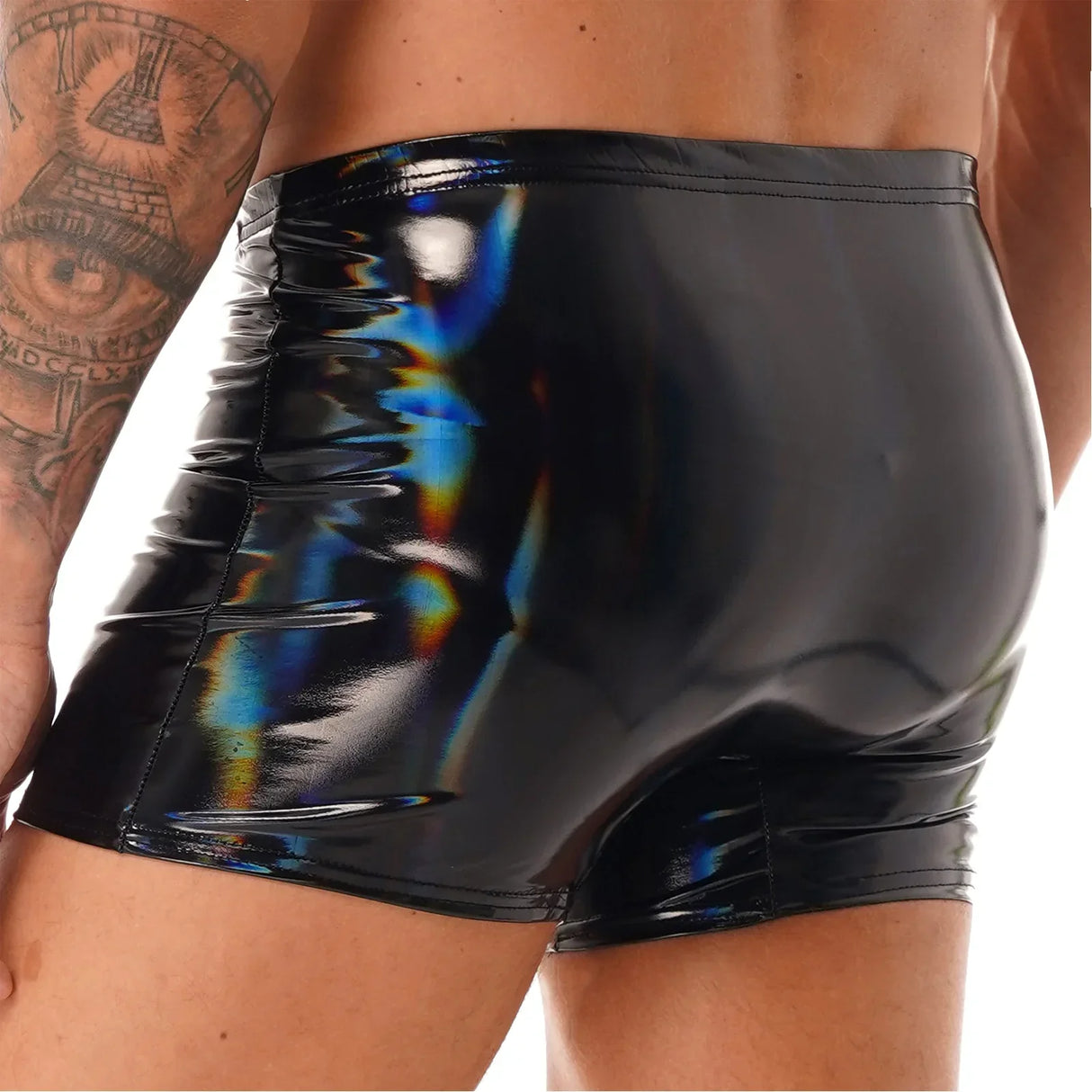 Sexy Mens Wet Look Patent Leather Boxer Briefs