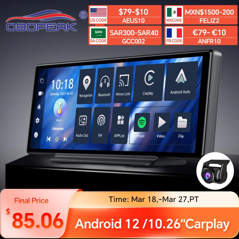 T30 10.26 AI Screen Dash Cam Android 12