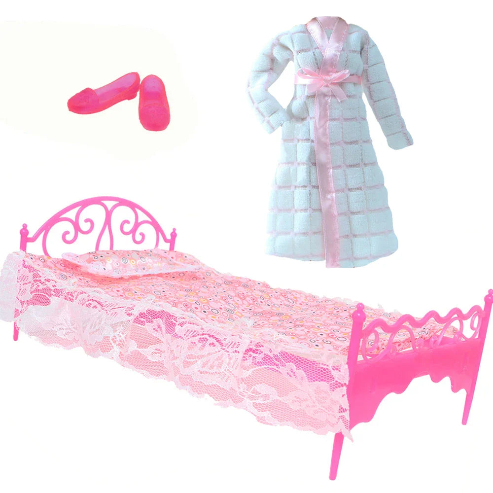 2 Set/Lot Dollhouse Furniture 1:12 Mini Doll Bed