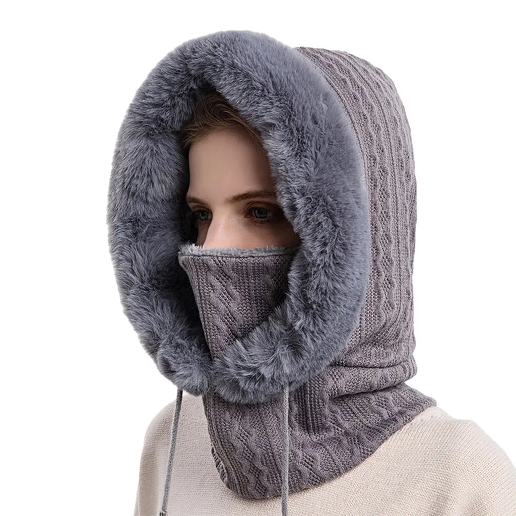 Winter Women 3in1 Knitted Ski Hat With Scarf