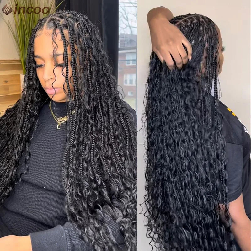 Long 32 Boho Braided Full Lace Front Wigs