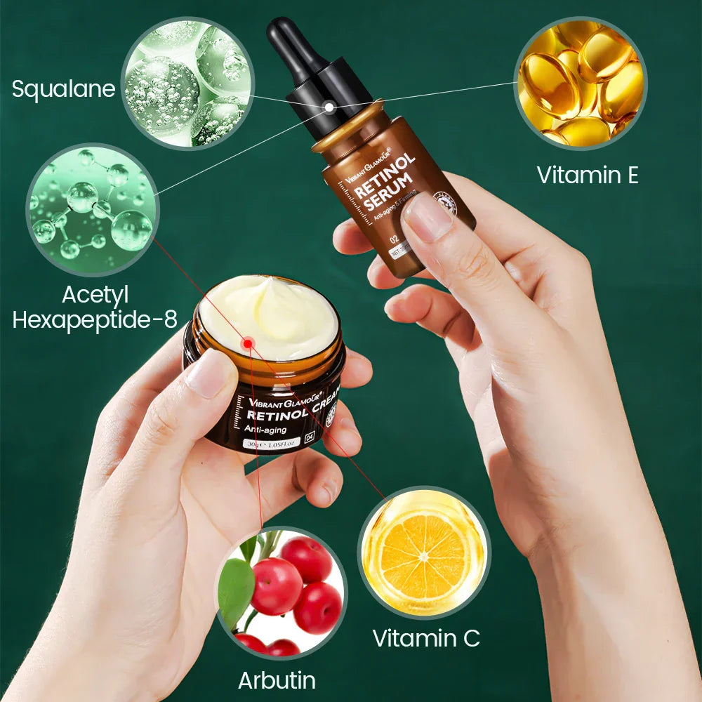 VIBRANT GLAMOUR Retinol Face Eye Cream Serum 4PCS/Set