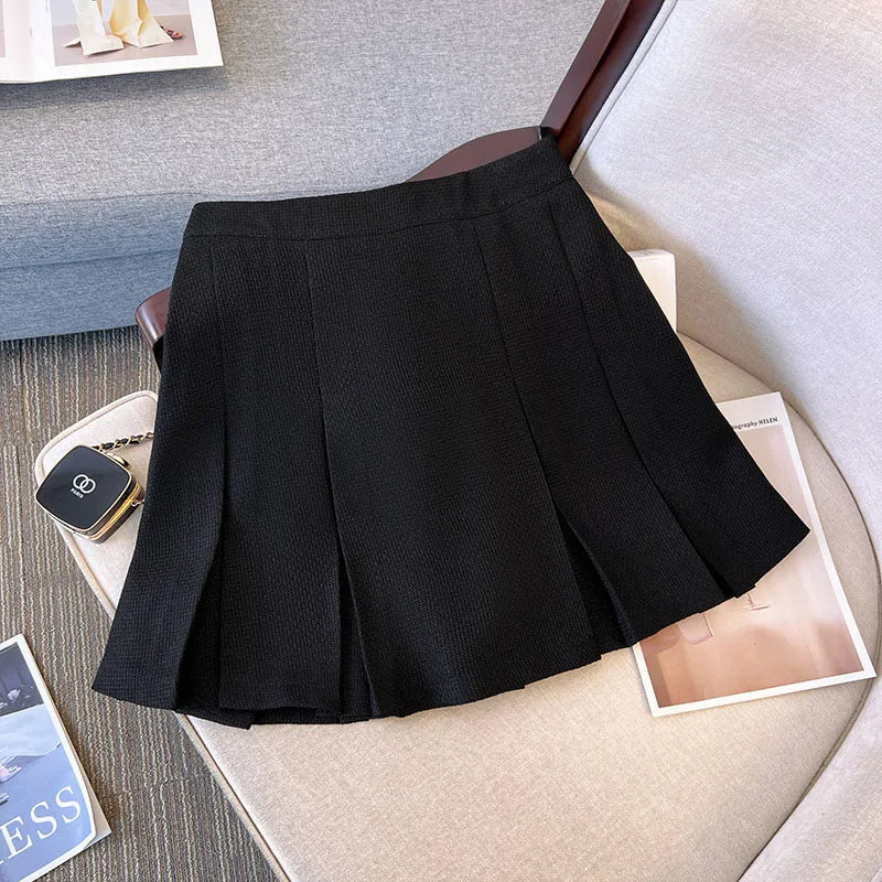 63638 Womens Thin Pleated Skirt Simple Short Skirt