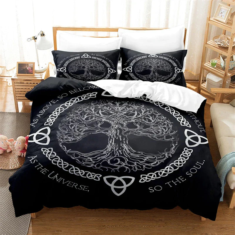 Vikings Duvet Cover Scandinavian Culture Print Bedding Set