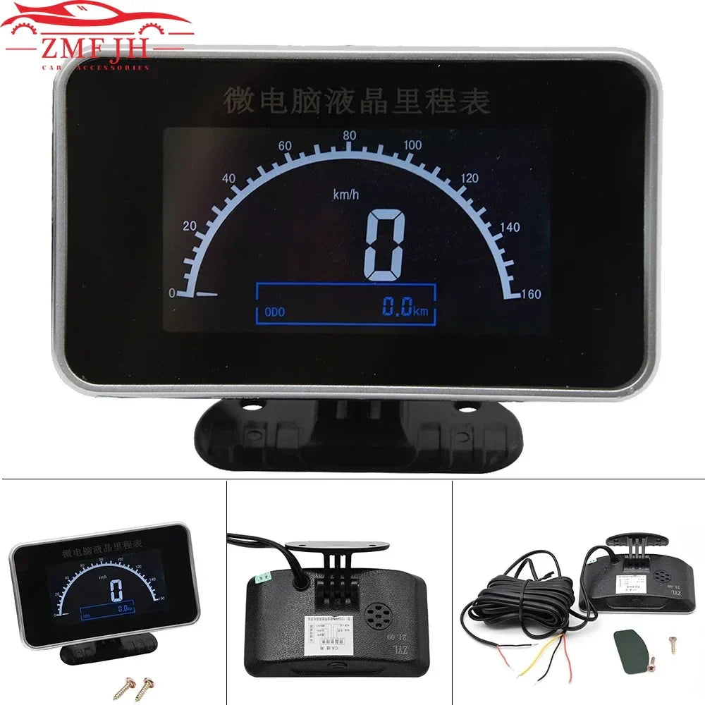 12V/24V Digital Speedometer & Odometer Gauge with Alarm LCD Panel
