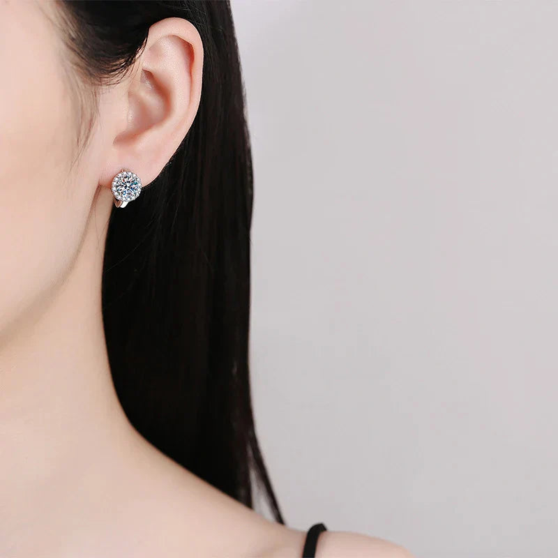 NeeTim 1ct 6.5mm Moissanite Earrings for Women S925