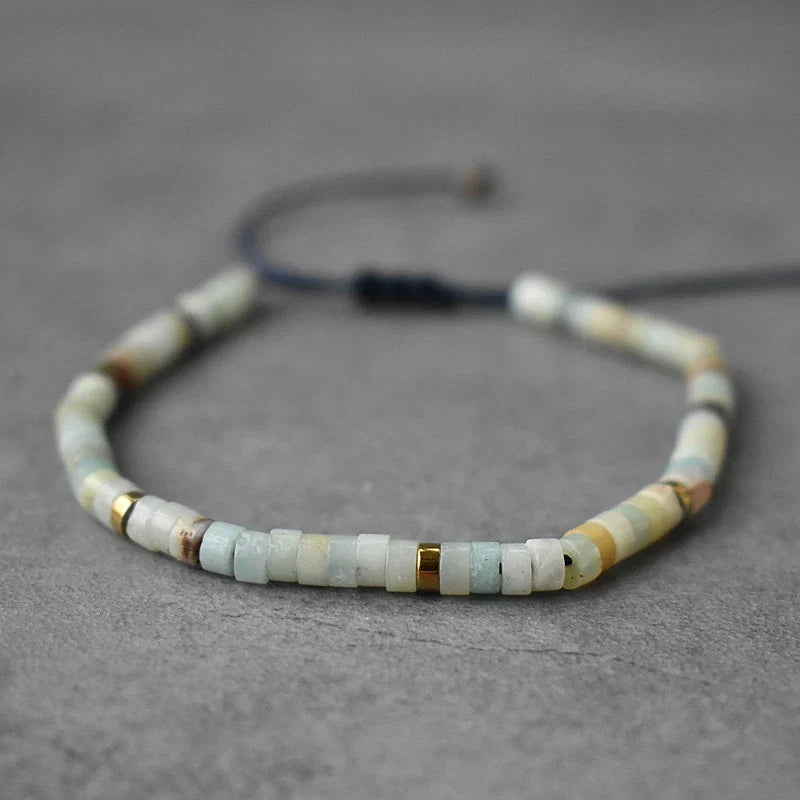 Natural Stone Beads Braied Bracelet Small Labradorite Agat
