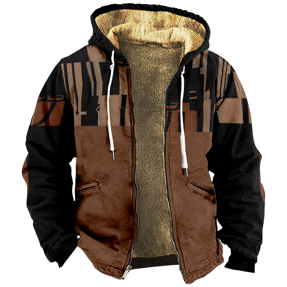 Warm Fleece Lining Jackets Men Winter Fashion Patchwork