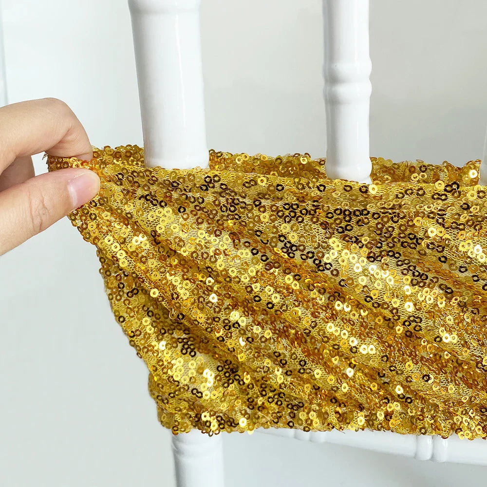10/50pcs Gold Sequin Chair Sashes Sliver Party Chair