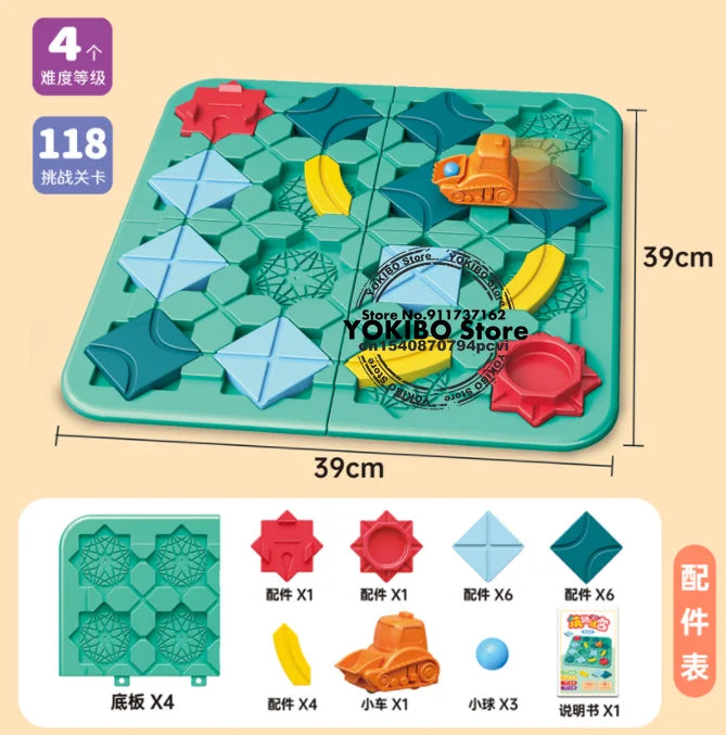 Logic Board Game Kids Marble Run Blocks Puzzle