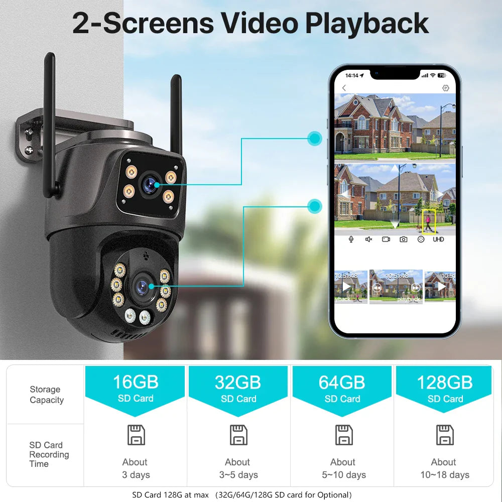 4K 8MP HD Wifi PTZ Camera Outdoor 4MP