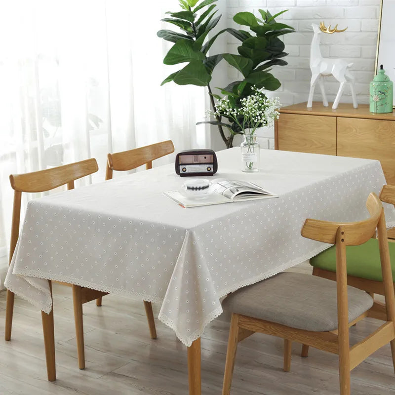 Daisy Flower Pattern Tablecloth Hot Sale Linen