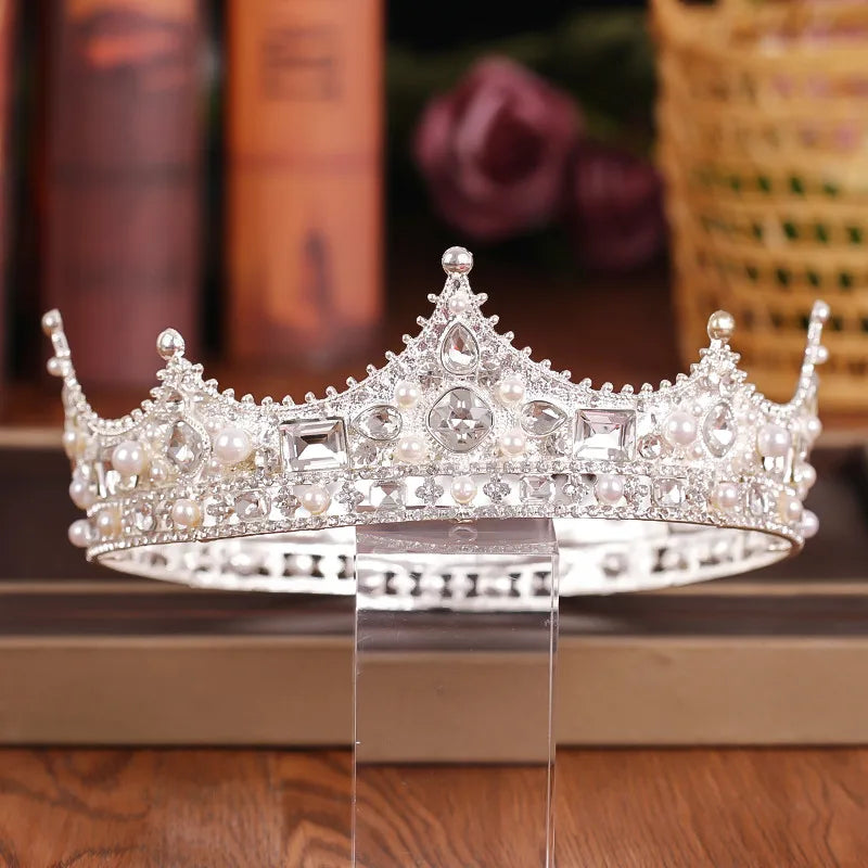 Crystal Rhinestone Round Crown Tiara Hair Jewelry Wedding