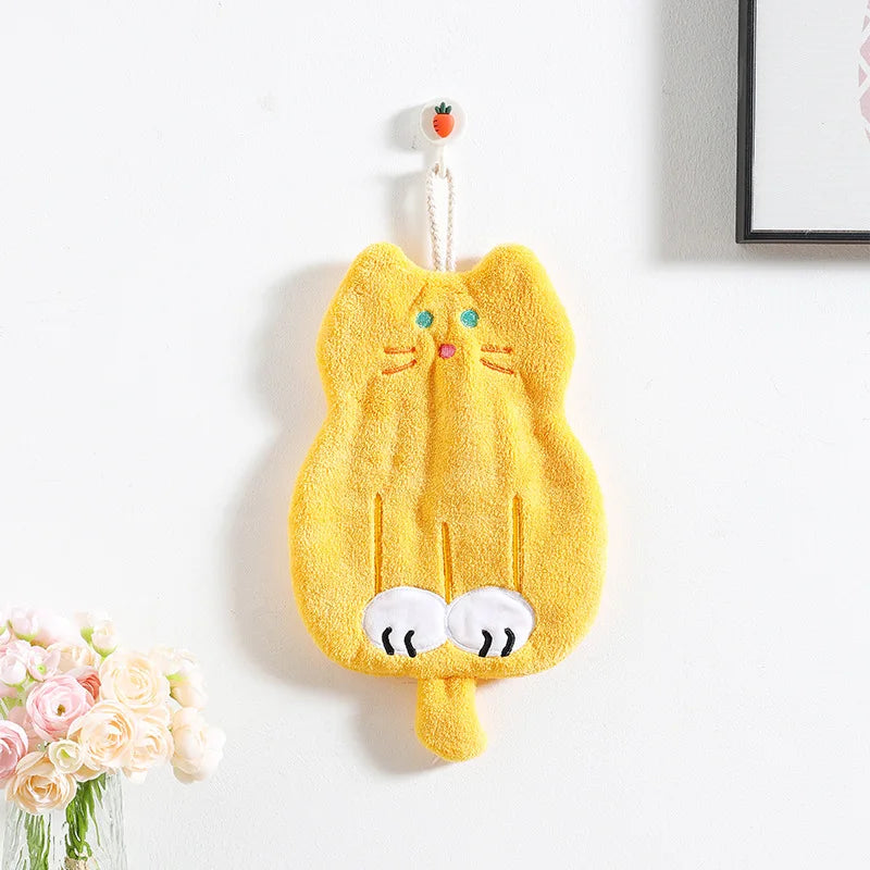 Cute Coral Plush Cat Wipe Towel Microfiber Hand
