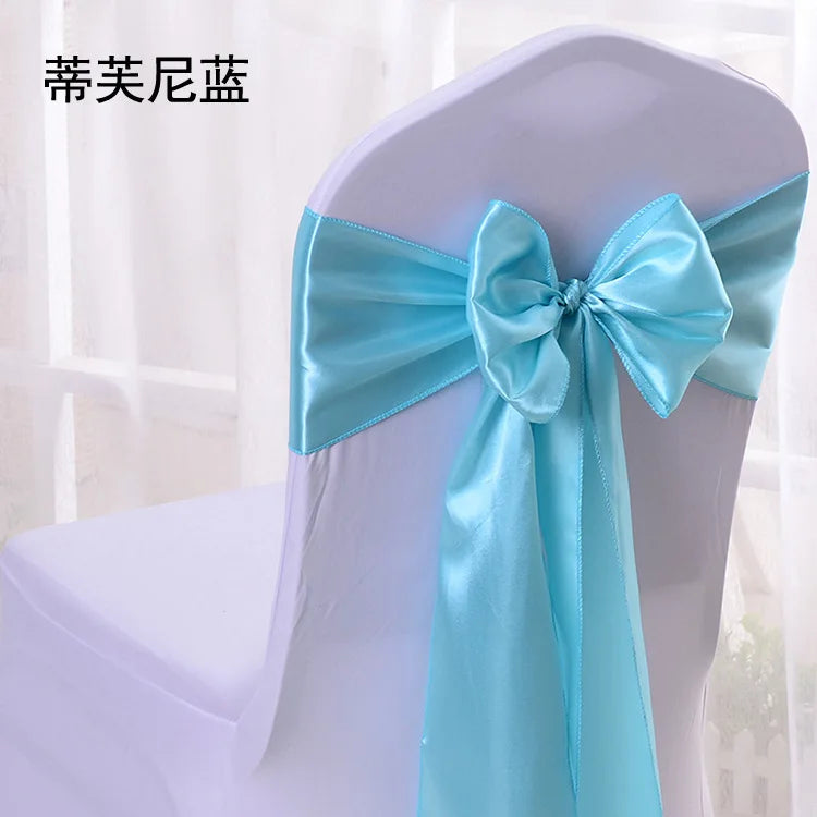 10/100pcs Satin Chair Bow Sashes Wedding Chair Knots