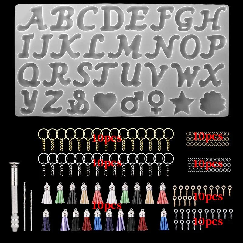 Alphabet Resin Molds Kit Backward Letter Number Silicone