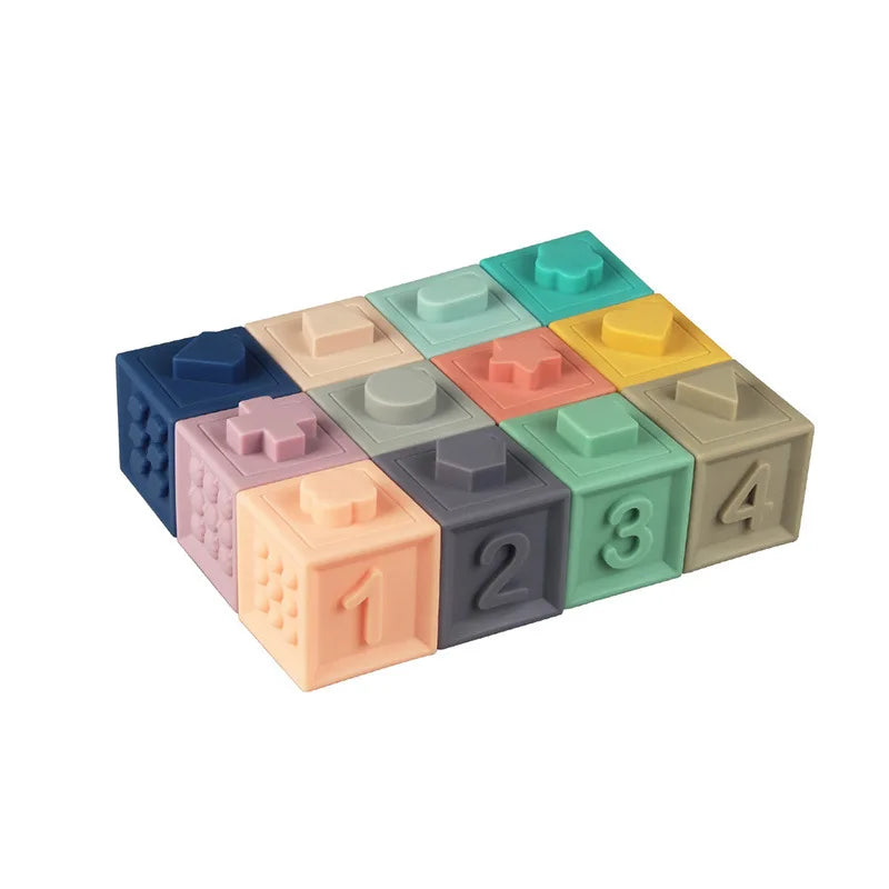 Silicone Building Blocks Kid Grasp Toys Soft 3D