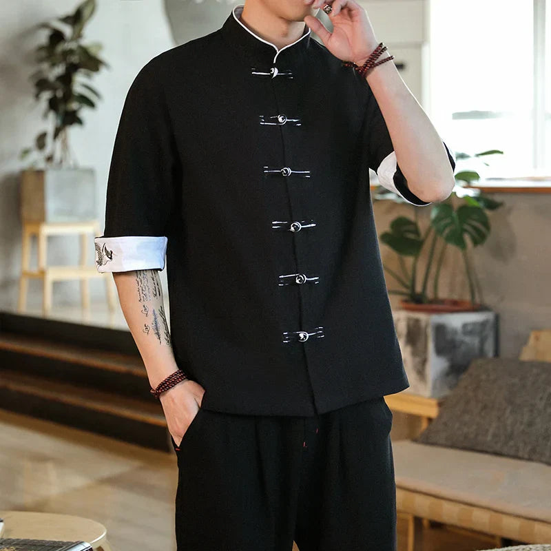 2024 Summer Crane Embroidery Top Traditional Chinese Style