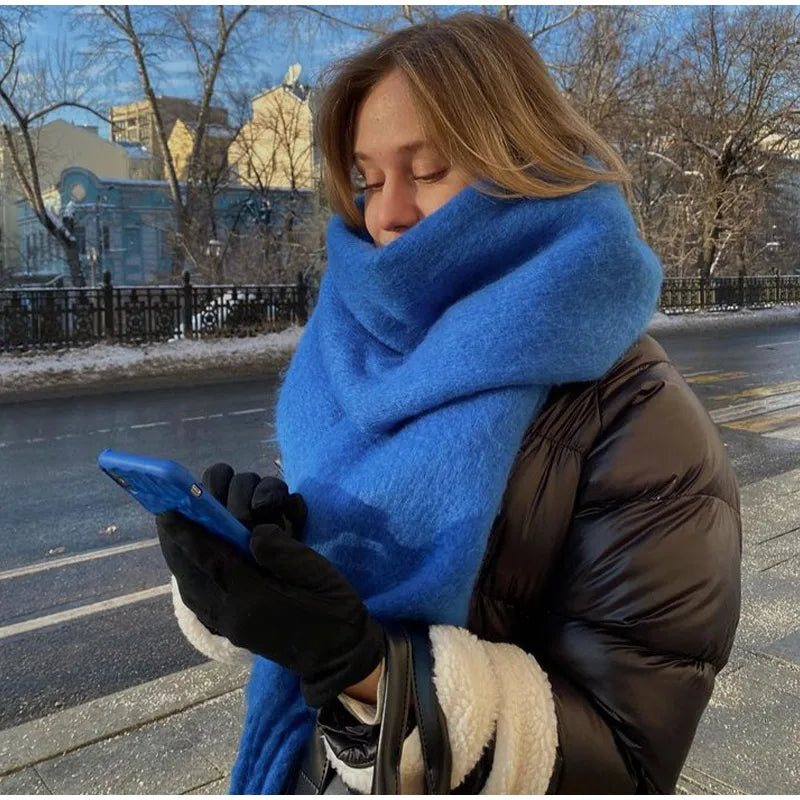 Luxury Cashmere Bright Solid Color Women Scarf Winter