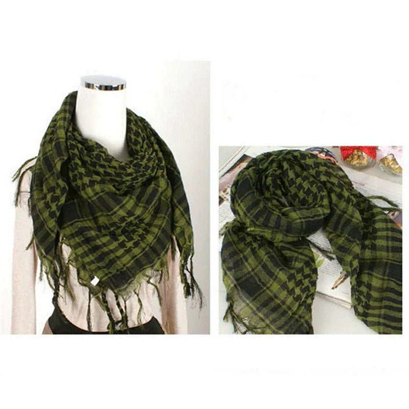 2X Unisex Scarf Polyester Lightweight Plaid Tassel Arab