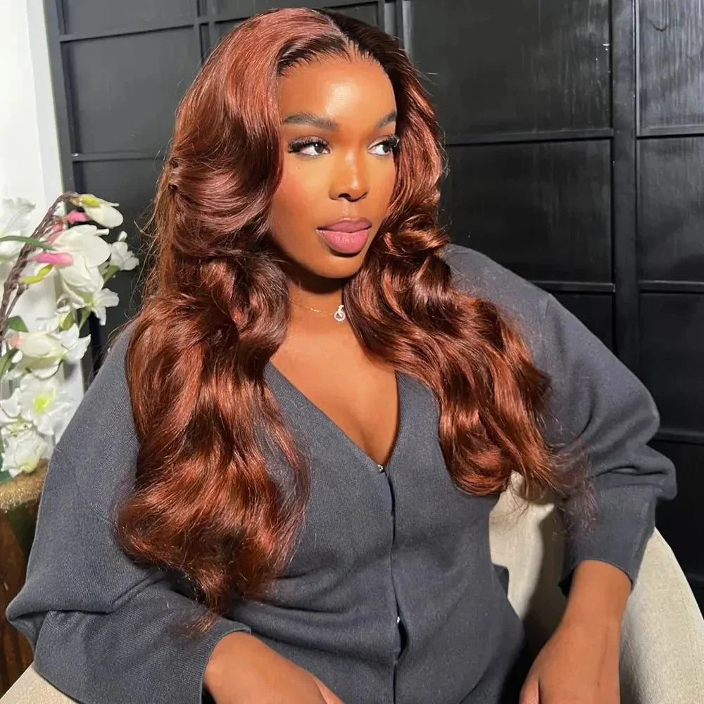 13x4 Reddish Brown Body Wave Lace Frontal Human