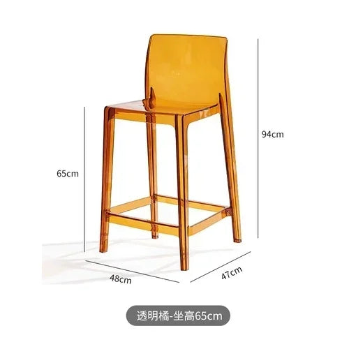 Nordic Acrylic Transparent Bar Chairs Modern Backrest Household