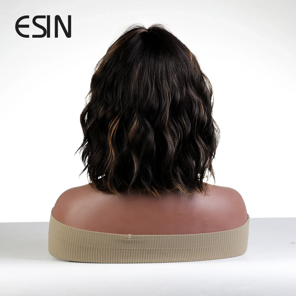 ESIN Synthetic Black Brown Medium Long Loose Body