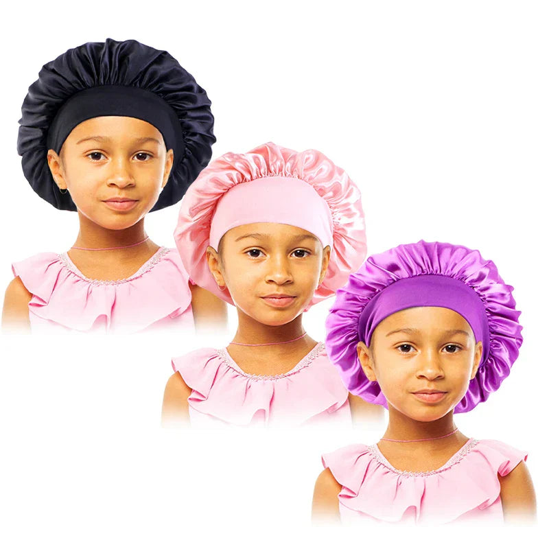 3PCS/LOT Children Elastic Sleepcap Kids Simple Solid Color