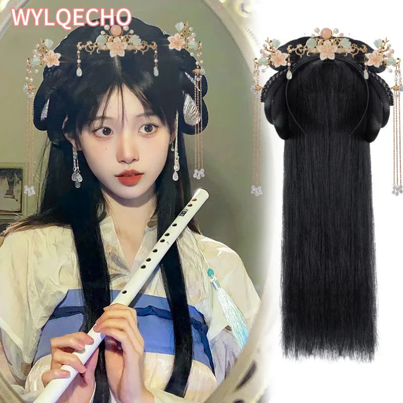 Hanfu Cosplay Wigs Women Black Anime Ancient Chinese