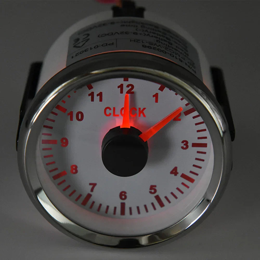 2" 52mm HourMeters Clock Gauges with Red Backlight for Car, Boat, Yacht, RV (9-32V)
