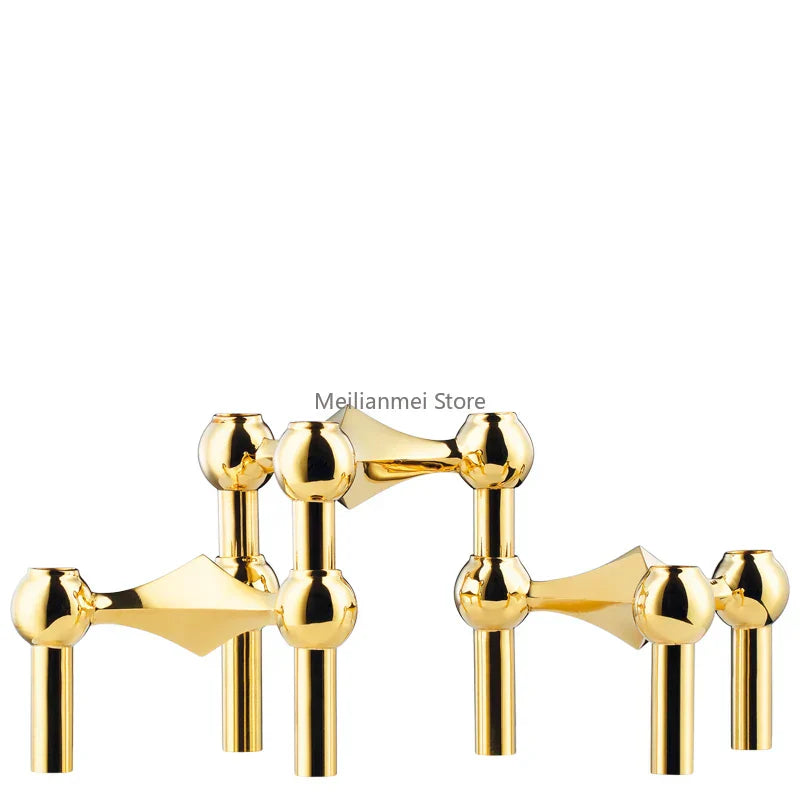 Molecular Structure Metal Candle Holder Nordic Gold Candlestick