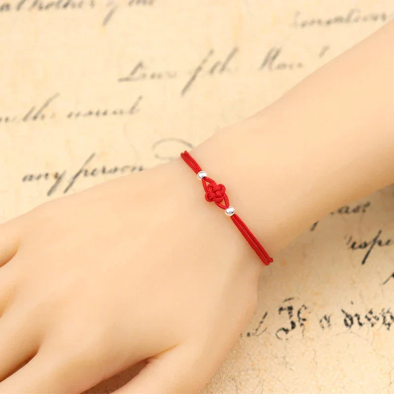 Lucky Bracelet for Women Handmade Red Rope Clover