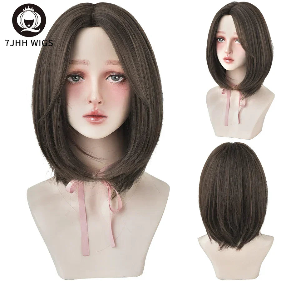 7JHH WIGS Black Short Bob Wig for Girl