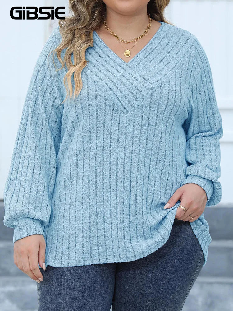GIBSIE Plus Size Long Sleeve T Shirts for
