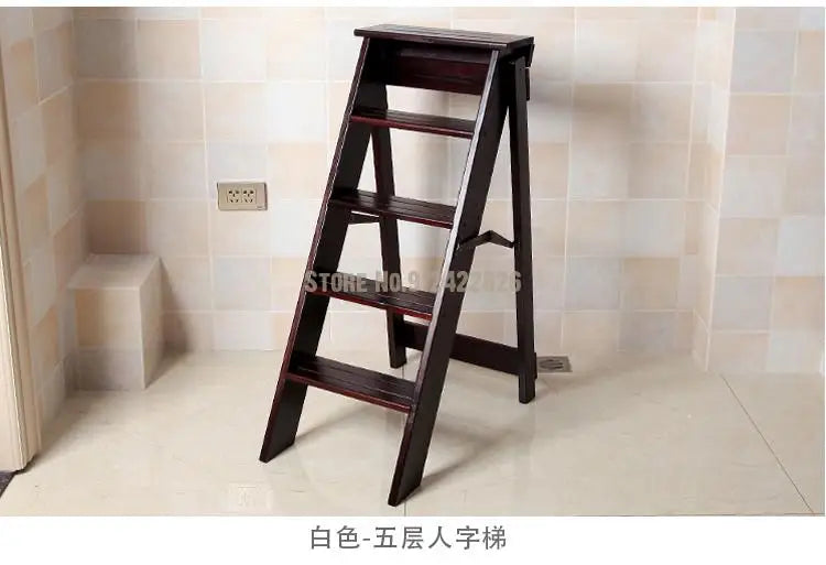 Solid Wood Household Multifunctional Folding Ladder Chair Indoor