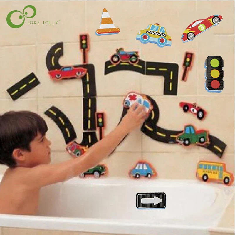 Rail Traffic Vehicle Bath Toys Soft EVA Kids