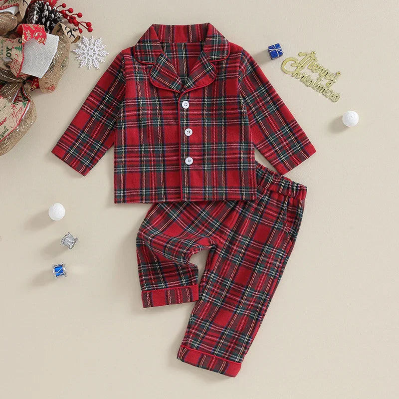 Christmas Kids Girls Boys Pajamas Set Loungewear Suit