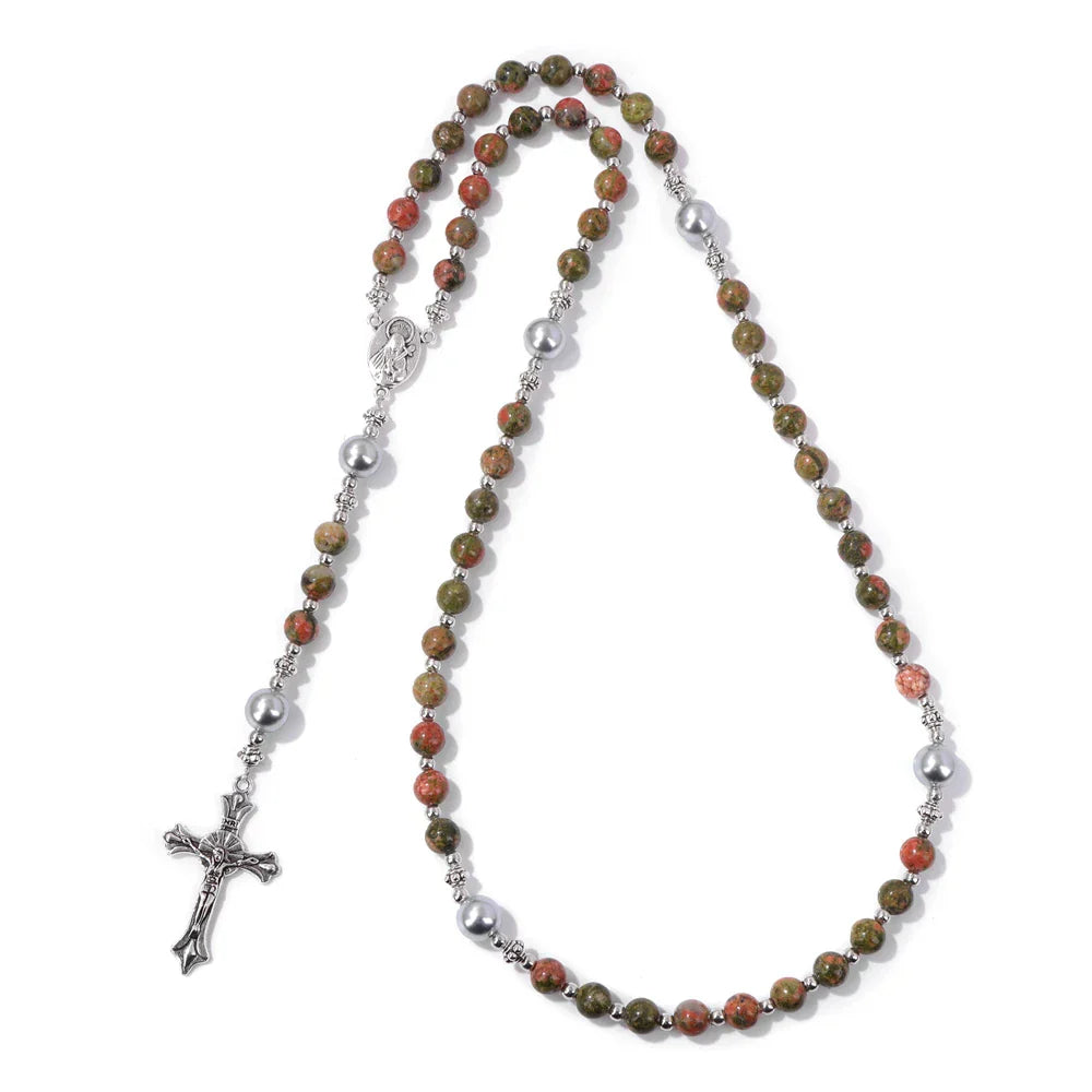Natural Labradorite Tiger Eye Stone Bracelet Catholic Christ
