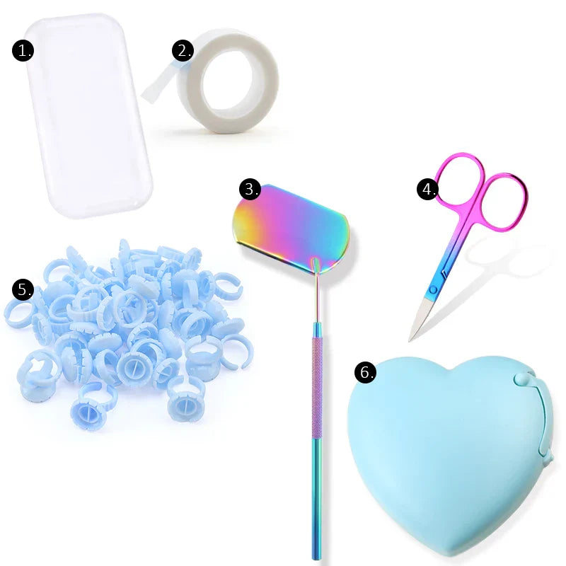 Eyelash Extension Supplies Set Glue Rings Tape Cutter