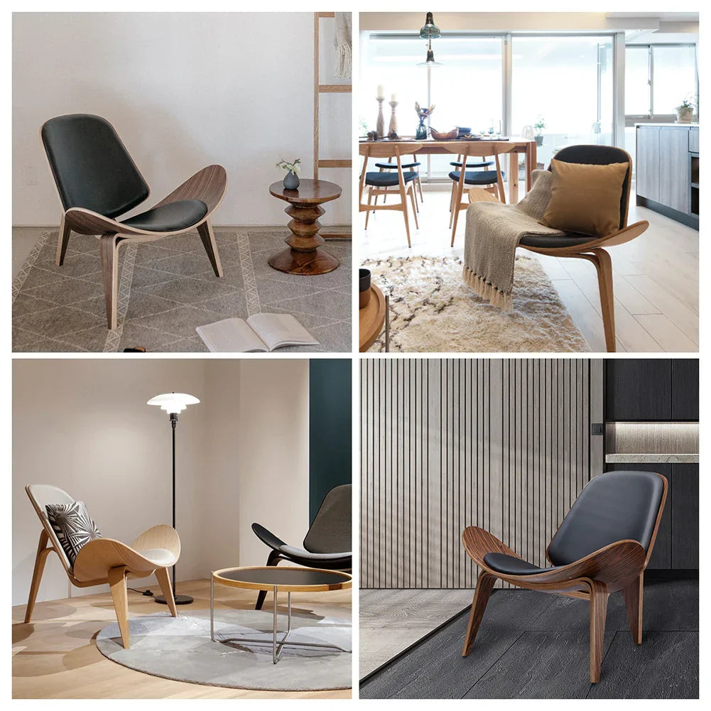 Modern Nordic Style Three-Legged Shell Chair Ash Plywood