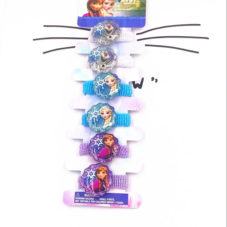 6PCS/Lot Hair Accessories Princess Elsa Anna Elastic Hair